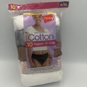Hanes Hi-Cuts Brief Underwear Panties Womens Size 10 3XL Breathable Tagless 10PK